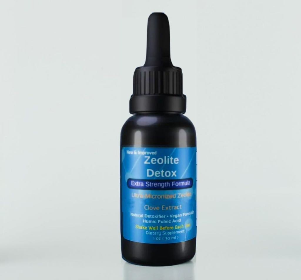 Zéolite liquéfiée Fulvic et acide humique Immune Gut Support Nettoyeur liquide Zeolite 1 oz bouteille en verre exp 10/01/27