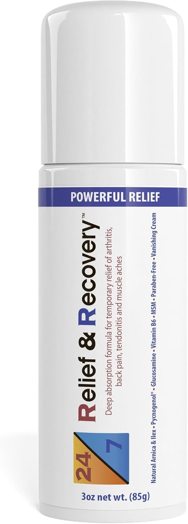 24/7 Relief & Relief Pain Relief Roll On - 3 Ounce - Crème de soulagement de la douleur musculaire, soulagement de la douleur articulaire, Bursite Douleur Relief, Sciatique Douleur Relief, soulagement de la douleur pour les pieds, analgésique topique