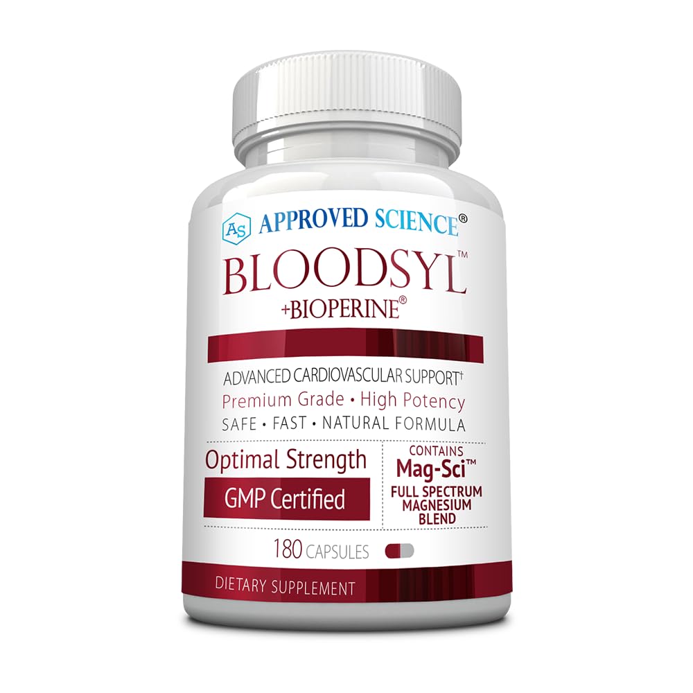 Science Bloodsyl approuvée - Supporte le flux sanguin - Hawthorn Berry, Magnésium, BioPerine - Vegan - 180 Capsules - Pack de 1
