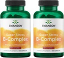 Swanson Vitamine B-Complexe w/vitamine C - Supplément naturel Promouvoir le soulagement du stress, le soutien énergétique et l'aide à la santé immunitaire - Peut soutenir le métabolisme et la santé nerveuse - (100 capsules) (2 pack)