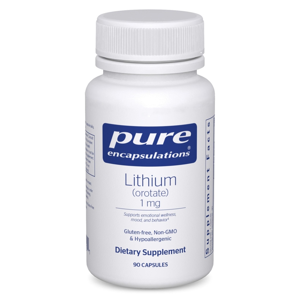 Encapsulations pures Lithium (Orotate) 1 mg Obtenir un soutien pour le calme et le comportement 90 Capsules
