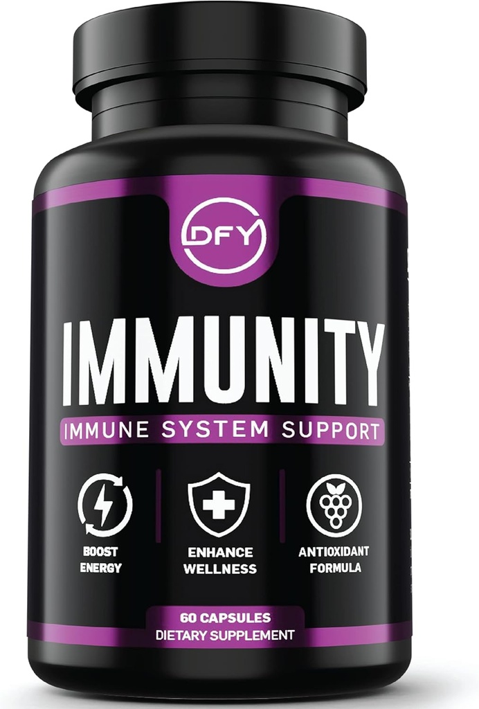 DFY Capsules de soutien immunitaire - avec le Sambucus de la mûre aînée, vitamine C, mûre aînée de Sambucus, vitamine D3 5000 UI, zinc et gingembre