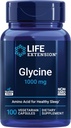 Extension de vie Glycine, 1000 mg, acide amino qui favorise le sommeil sain, sans gluten, sans OGM, végétarien, 100 capsules