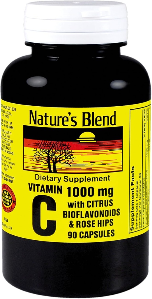 NAT B VIT C W/BIO&RH CP 1000MG 90 par mélange naturel