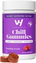 VitaHustle Gummies pour le soulagement du stress, 300 mg KSM 66 Ashwagandha, L-Theanine, Vegan, Gummies d'humeur, Cortisol d'équilibre, Focus (Fruits de passion) 50 Compte