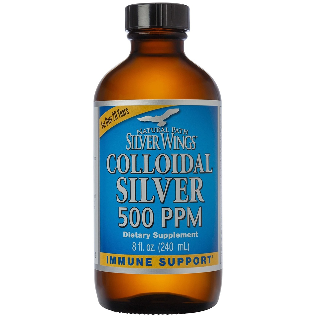 Path naturel Silver Wings Colloïdal Argent 500ppm (2 500mcg) Supplément de soutien immunitaire 8 fl. oz.