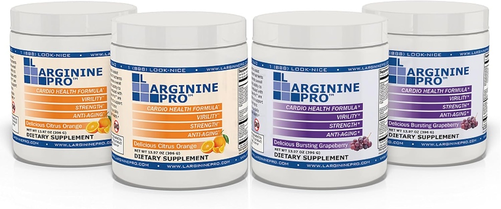 L-ARGININE PRO | 5,500mg L-Arginine Plus L-Citrulline 1,100mg Orange & Grape Powder Drink Mix Supplement for Increased Nitric Oxide Production