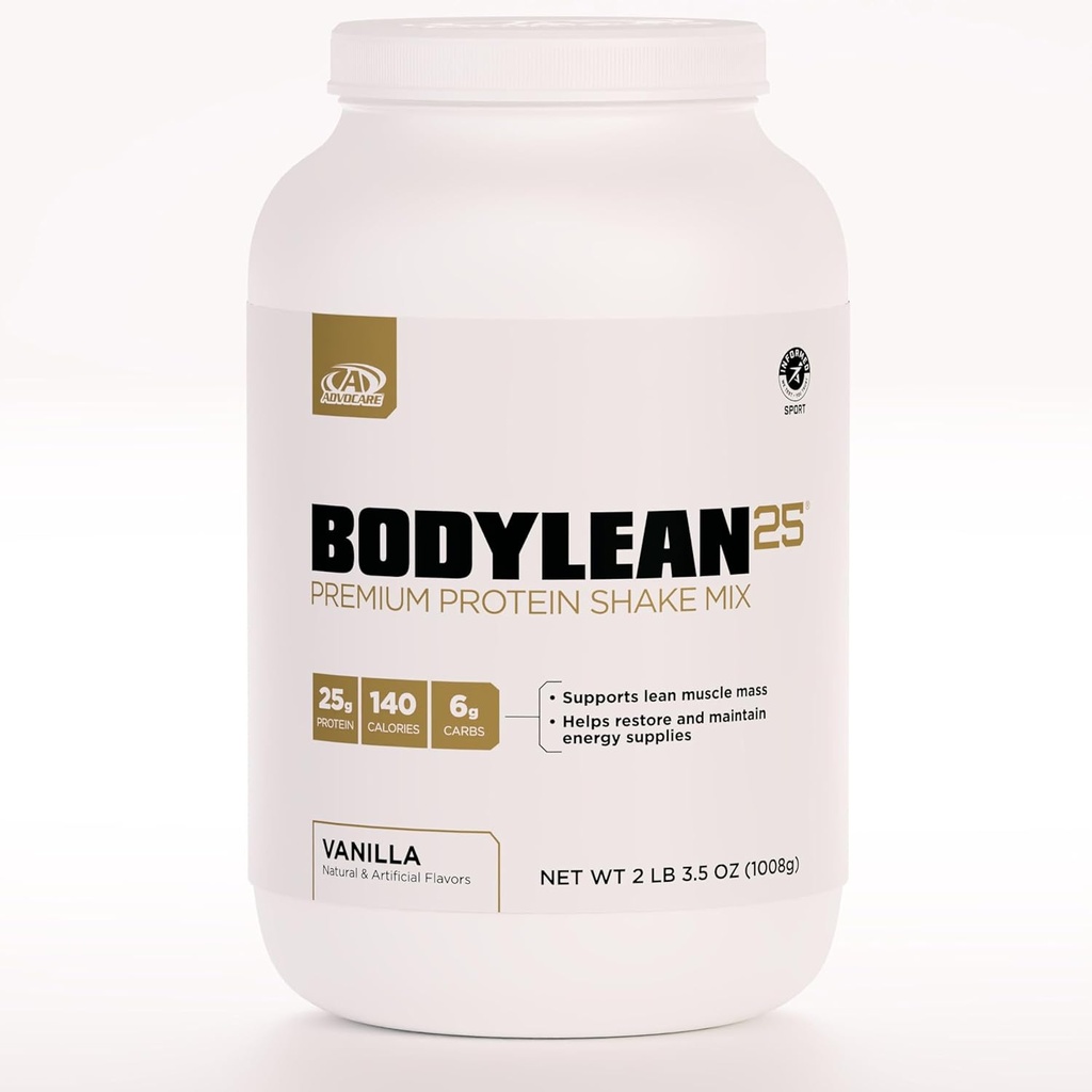 AdvoCare BodyLean25 - Poudre de protéines avec Isolation de protéines de lactosérum - Supporte la construction musculaire et le corps de lactosérum - Offre un support énergétique* - Vanille, 4,5 oz