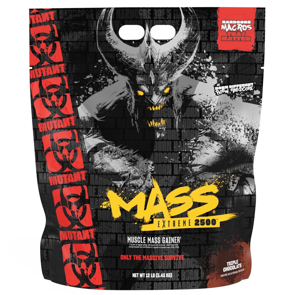 Masse mutante Extrême Gainer – Poudre de protéines de lactosérum – construire la taille et la force musculaires – Calories propres haute densité (Triple Chocolat, 12 lbs)