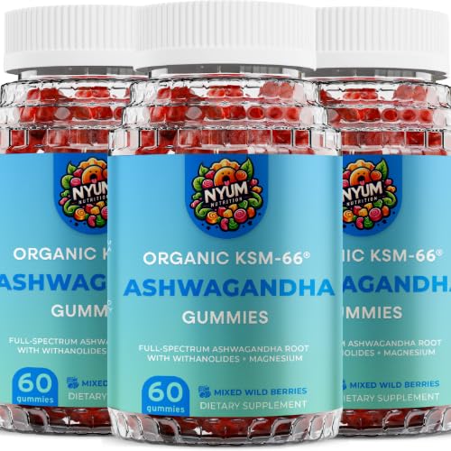 NYUM NutritionTM Organic KSM-66 Gummies Ashwagandha, 3-packs, baies sauvages mixtes