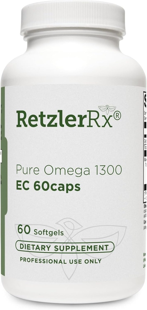 HormoneSynergy Omega 1300 EC Fish Oil Softgels - High-Strength Omega 3 Supplement with Enhanced Absorption - IFOS Verified, Enteric Coated, 600mg EPA, 260mg DHA - 60 Count