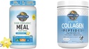 Garden of Life Poudre de protéines végétaliennes - Raw Organic Meal Replacement Shakes - Vanille - Poudre de Pea Protein & Grass Collagen Peptides – Poudre de collagène non aromatisée pour les femmes Hommes Peau Nails