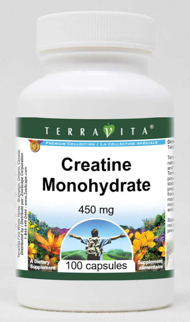 Créatine monohydratée - 450 mg (100 gélules, ZIN: 510887)