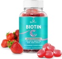 Gommies BeLive Biotin avec MultiVitamines, Folate, Inositol – Soutient la croissance des cheveux, la peau saine et les ongles – Vegan, Pectine à base – Fraise Arôme (1)