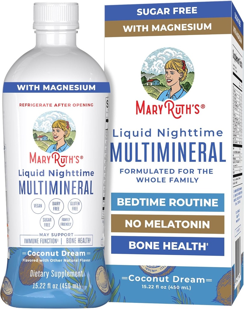 MaryRuth Organics Liquid Nighttime Multiminéral , Non Melatonin , Non , Non , Non , Non , Non , Sans sucre , Sans sucre , Sans gluten , 15.22 Oz