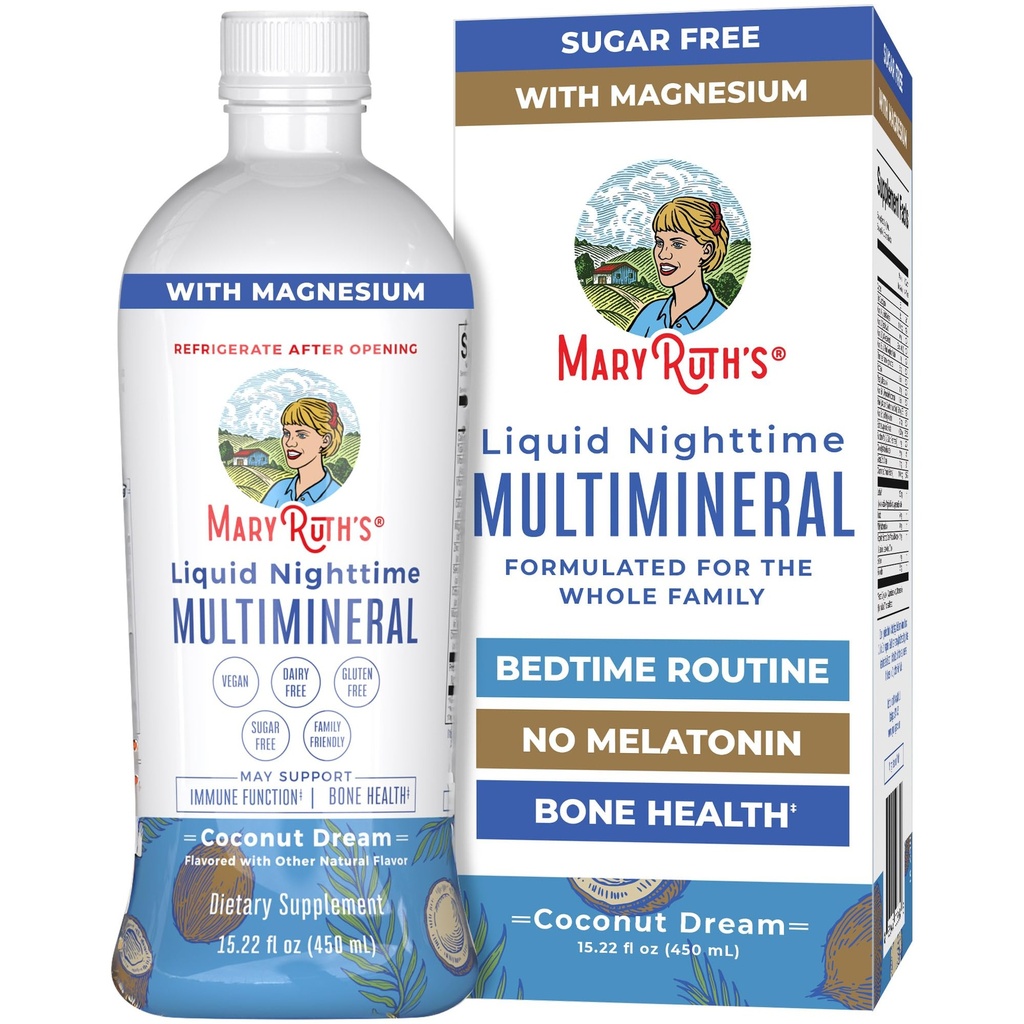 MaryRuth's Liquide Nighttime Multiminéral , Non Melatonin , Non , Non , Non , Non , Non , Sans sucre , Sans sucre , Sans gluten , 15.22 Oz