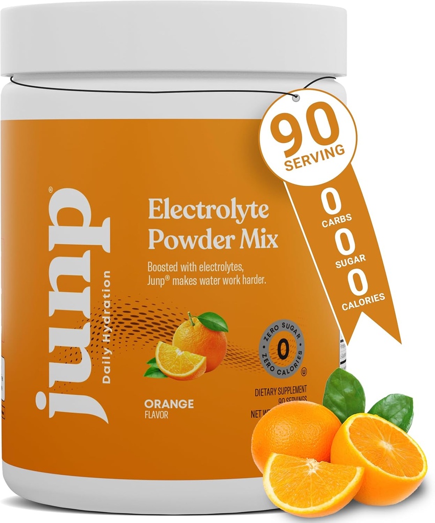 JUNP Electrolytes en poudre Pas de sucre Pas de glucides, Citrus doux Tangy Orange Keto Electrolyte en poudre, Potassium et sel en poudre Electrolytes Zéro Calorie en poudre d'électrolyte sans sucre, 90 portions