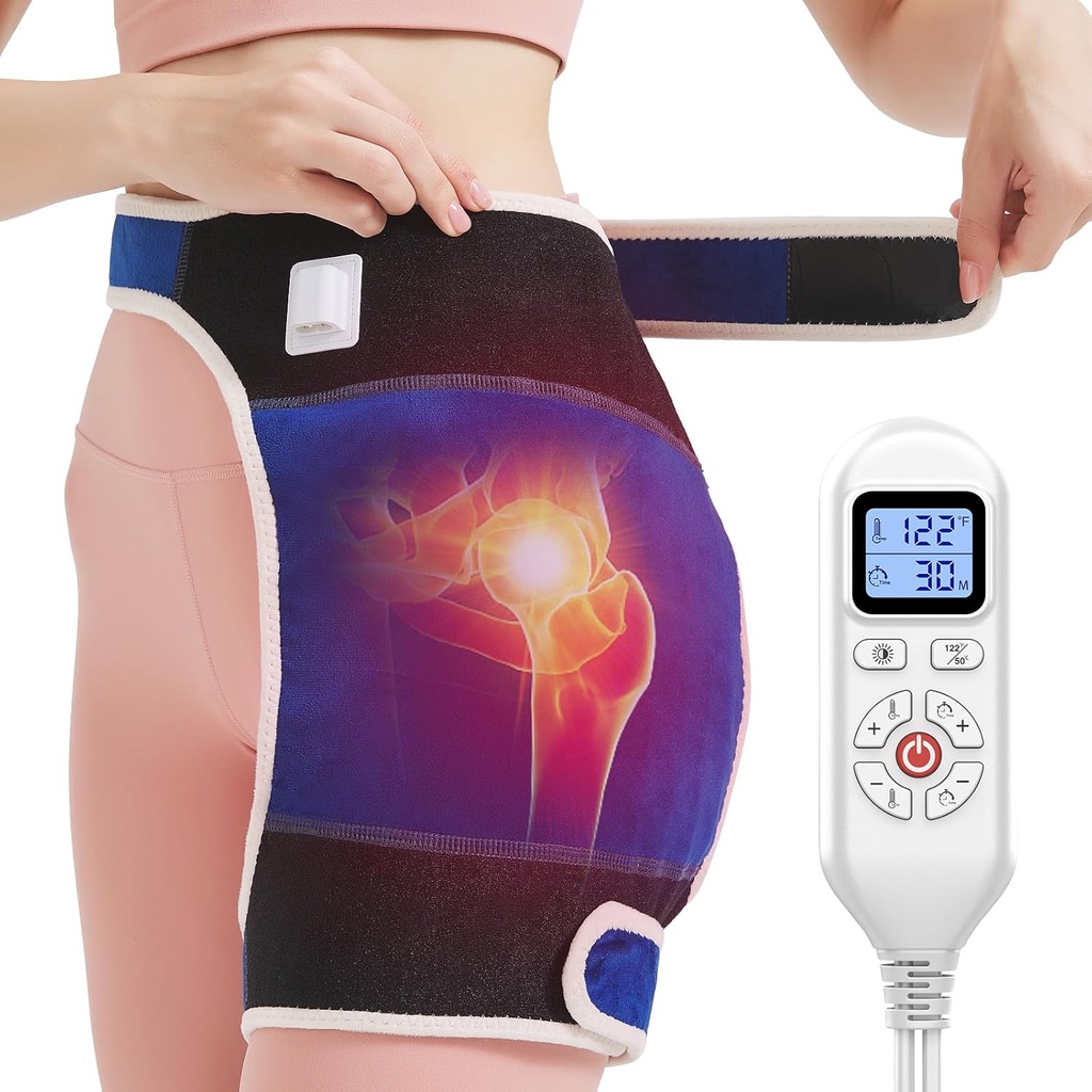 Paquette chauffante pour soulager la douleur de la hanche, Paquette de soutien pour soulager la douleur de Sciatica, Paquette chauffante avec fermeture automatique de la hanche, Paquette chauffante électrique pour hommes dos/hauteur/buttock,86°F-158°F Ajustement