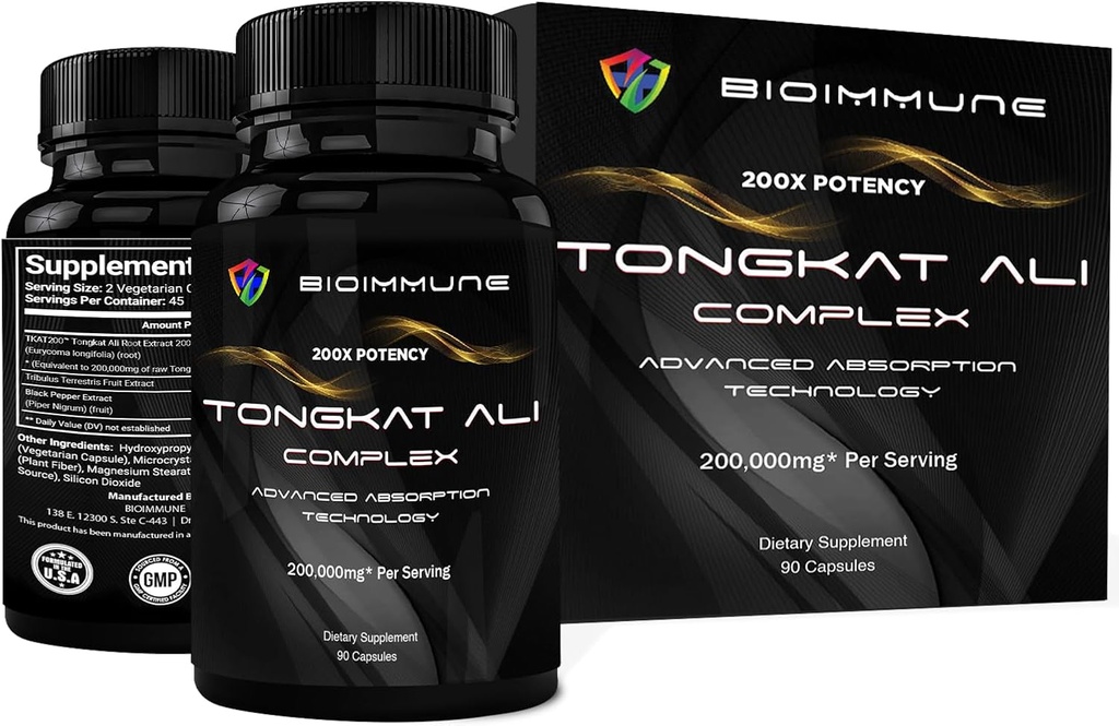 Longjack Tongkat Ali Extract Capsules 200x Strength | Equal to 200,000 mg | Muscle Mass Strength, Drive, Performance
