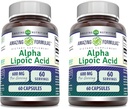 Formules étonnantes Acide alpha lipoïque: 600 Mg par supplément de service: Capsules non-OGM: sans gluten: Fabriqués aux États-Unis (60) 2 Pack