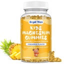 Gommies de magnésium pour les enfants - Supplément de citrate de magnésium avec vitamine B6, L-théanine, camomille et baume de citron - Magnésium calme pour les enfants et les adultes Sommeil, Relaxation, Arôme d'ananas 60 Gommies