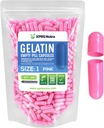 XPRS Nutra Taille 1 Capsules vides - 500 Compte Capsules de gélatine vides - Remplissage de la gélule de bricolage - Gel de pilule de boeuf pur pour les suppléments de Do-It-Youlf (Pink)