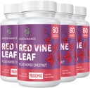 Extrait de feuille de vigne rouge 1400mg & Extrait de châtaigne de cheval 100mg Supplément pour jambe, veine, circulation, coeur, peau (60 Capsules - 4 Bouteille)