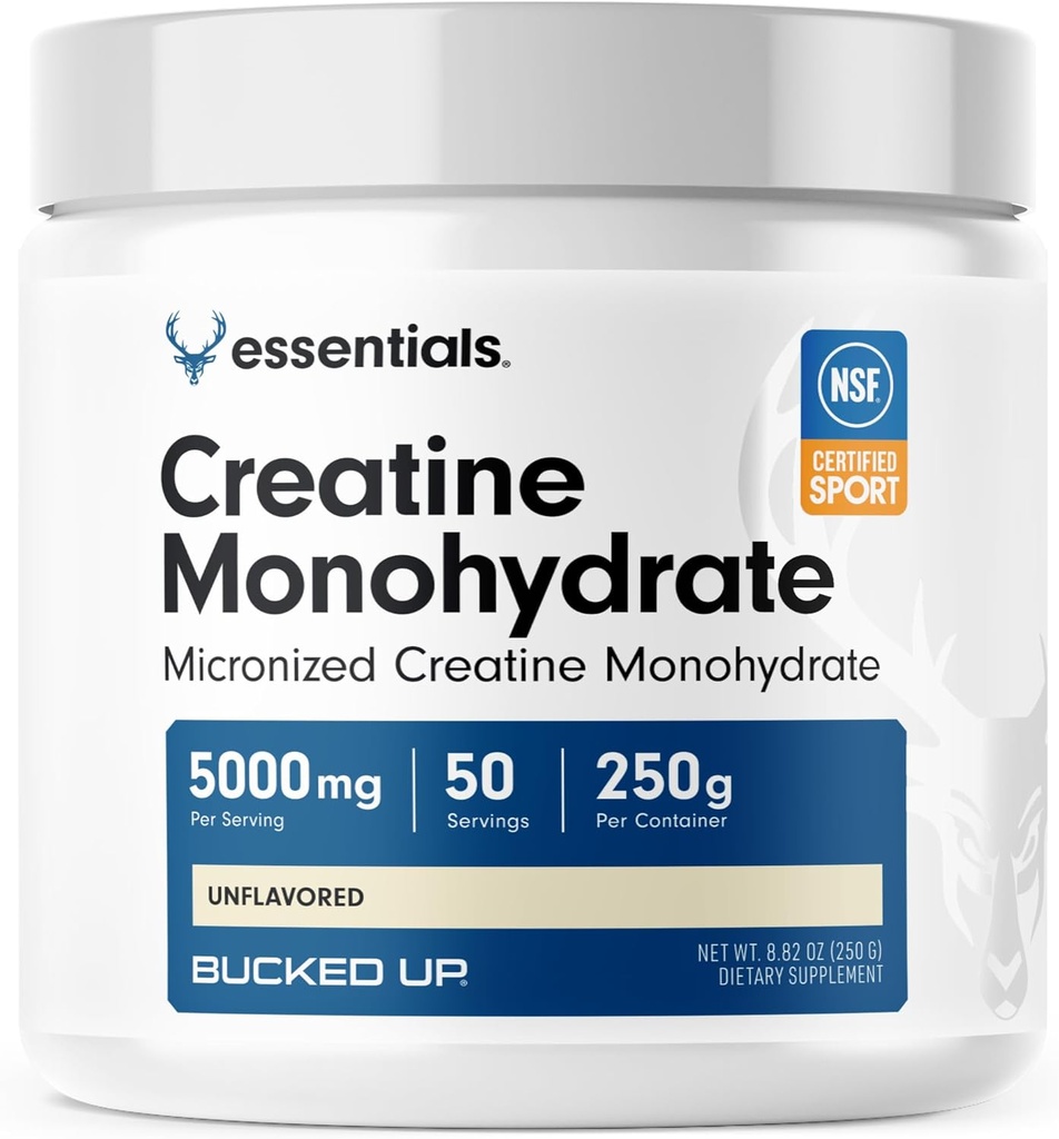 Monohydrate de créatine micronisée pur pour les femmes et les hommes - facile à mélanger et non aromatisé - 5G par portion - 50 portions - 250 grammes par contenant
