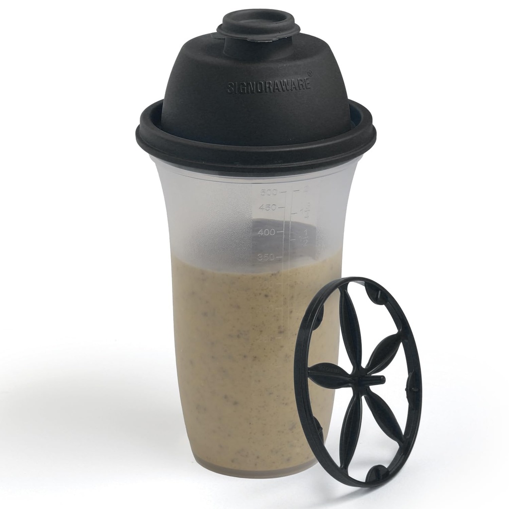 SIGNORA WARE Bouteilles de shaker en plastique 17-Ounce Bouteille de shake de protéines pour le remplacement des repas Shakes & Smoothies, Boissons, Mélange de salades et sauces, Margarita, et plus