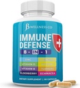 Support immunitaire 8 capsules en 1 - supplément de zinc, vitamine D3, vitamine C et sureau - supplément de booster immunitaire avec Echinacea, racine de gingembre et curcuma