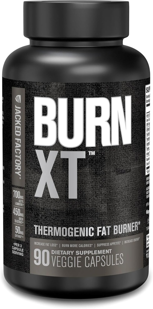 Brûlure d'usine Jacked XT Black Thermogen Fat Burner - Supplément de perte de poids, Suppresseur d'appétit, Booster d'énergie nootropique.