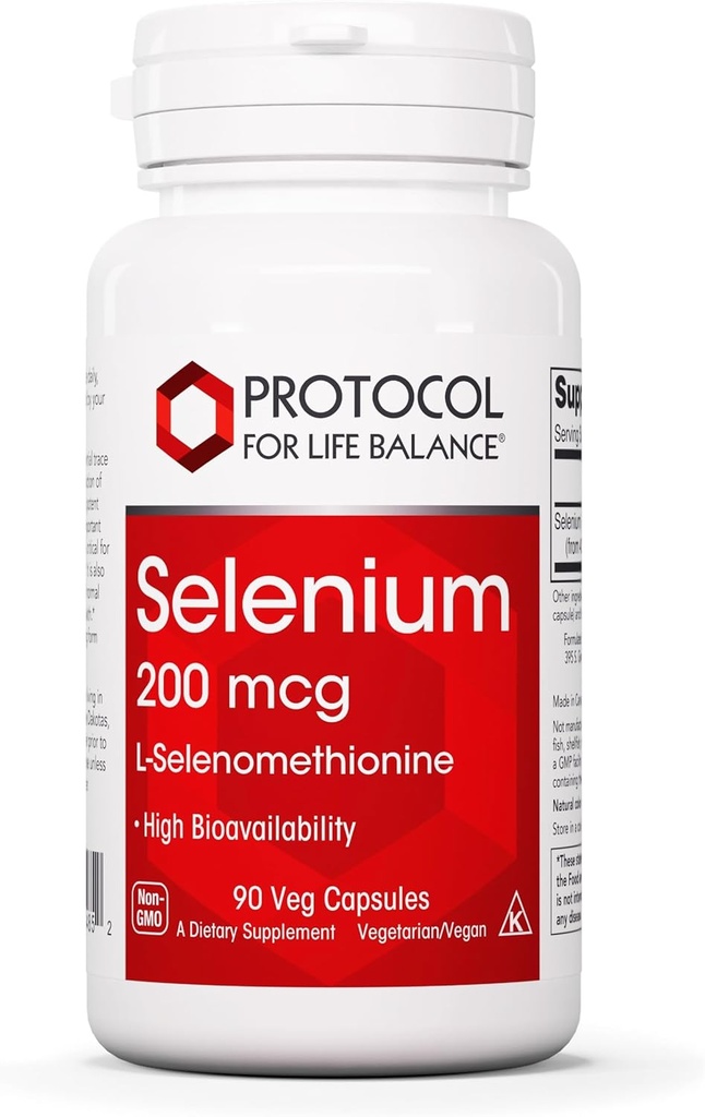 Protocole Sélénium 200mcg - Soutien immunitaire, Thyroïde et Santé de la prostate* - Suppléments de sélénium - Végétarien, Kosher et Halal - 90 Caps Vég.