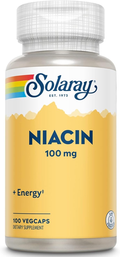 SOLARAY Niacin 100 mg, Vitamin B3 | Skin Health, Nervous System & Circulation Support | 100ct
