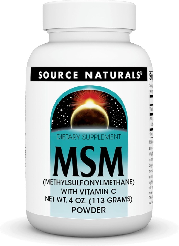 Source Naturelles MSM (méthylsulfonylméthane) avec vitamine C - Poudre, 4 once