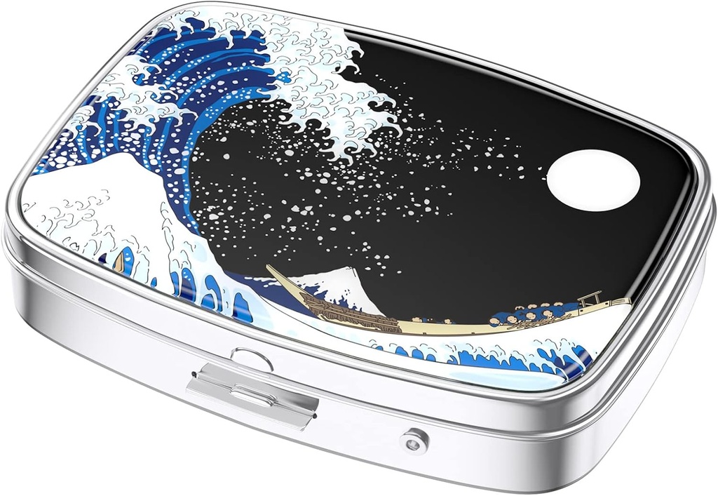 Boîte à pilules Nipichsha, petit cas de pilule pour la Purse & Pocket, Mignon organisateur de médecine de voyage, porte-conteneur de médicament portable pour tenir les vitamines, médicaments, huile de poisson et suppléments, onde japonaise