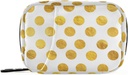 Naanle Gold White Polka Pill Box 7 Day Case Bag Organisateur de voyage avec zipper Portable Taille compacte hebdomadaire pour le support de supplément de vitamine A Points dorés 4,6 x 3,14 x 1,88 pouce 0,12 kg