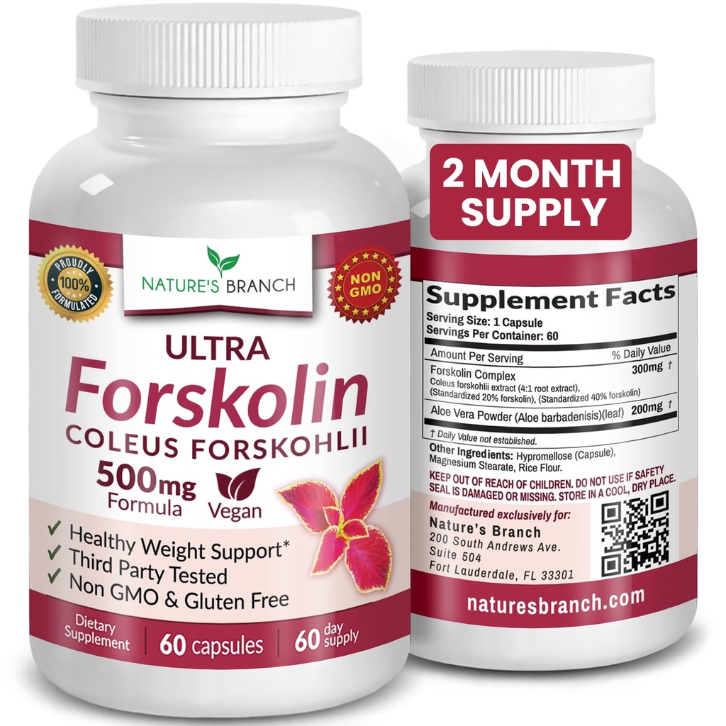 Ultra Pure Forskolin pour la prise en charge du poids Force maximale Coleus Forskohlii Poudre d'extrait de racine, supplément de maigre standard 40 % pour les hommes et les femmes