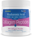 Hyalogic Collagen Peptides Poudre avec/acide hyaluronique, Hydrolysed Types 1 & 3, Grass Fed, supplément en poudre de protéines kéto pour la croissance des cheveux, la peau, les ongles, les articulations non aromatisées Facile à mélanger 6,4 oz (180 gr.)