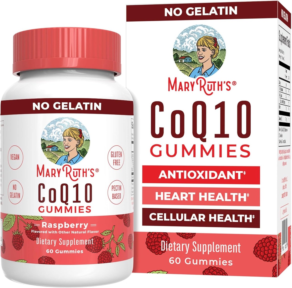 MaryRuth Organics CoQ10 Gummies (Coenzyme Q10) Suppléments pour la santé cardiaque et la santé cellulaire (Antioxydant) CoQ10 120 mg (Végétalien) Non-OGM (Sans gluten) 60 Compte (un mois)