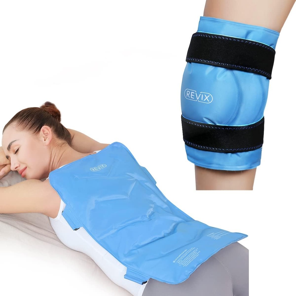 REFIX Pack Ice Back complet pour les blessures grand gel réutilisable Enveloppe de glace pour le soulagement de la douleur au dos et XL Knee Pack Ice Wrap autour du genou entier après chirurgie