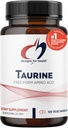 Conceptions pour la santé Capsules Taurine - 1000mg (1g) Pilules acides aminos Taurine - Soutien cardiovasculaire - Non-OGM + Supplément végétalien (120 Capsules)