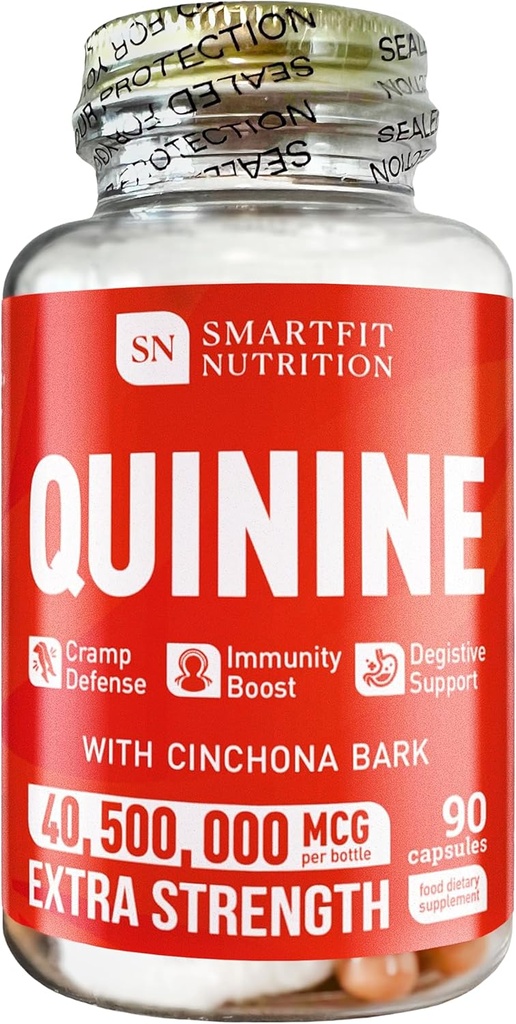 Comprimés de quinine - Capsules de quinine avec Cinchona Bark - Pills pour le support immunitaire - Supplément de quinine - Fabriqué aux États-Unis - Capsules de quinine extra-résistante - Pills de quinine à base de plantes