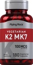 Piping Rock K2 MK7 Supplément de vitamine , 100 mcg , 180 capsules végétariennes , non-OGM, sans gluten