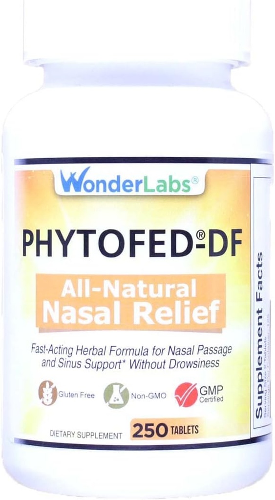Wonder Laboratories Phytofed-DF All-Natural Nasal Relief and Dognestant, 250 comprimés