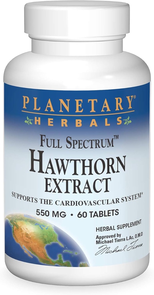 Herbes Planétaires Full Spectrum Hawthorn Extract 550 mg Tabs, 60 ct
