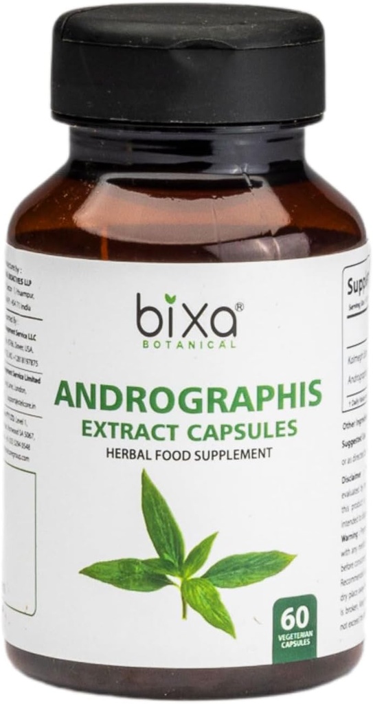 Bixa BOTANIQUE complément naturel ayurvédique à base de plantes Andrographis (Kalmegh) Extrait 20% Andrographelide.
