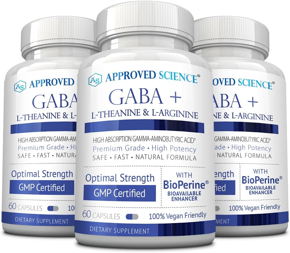 Science approuvée GABA+ - Promouvoir le calme, améliorer le sommeil, stimuler l'humeur - GABA, L-Theanine, L-Arginine, Vitamine B6, BioPerine - Haute Absorption - 180 Capsules - Vegan