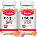 2 Pack CoQ10 Gummies, 5X Meilleure absorption Coenzyme Q10 pour l'énergie cellulaire et le soutien antioxydant, 120 Gummies de pêche