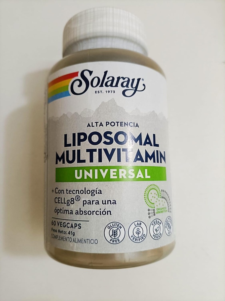 SOLARAY Multivitamine liposomique pour les hommes et les femmes, haute puissance, absorption accrue de vitamine C, vitamine D, biotine, méthyle B-12, odorante neutre et douce digestion, 30 portions, 60 VegCaps