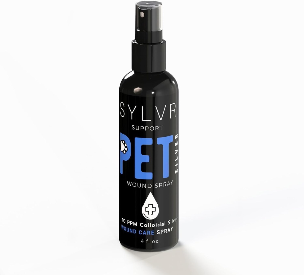 SYLVR WELLNESS- Colloïdal SilverSol Pet, Dog, Cat, Wound & Skin Spray avec Nano Silver, Made in USA, All Natural (4 oz.)